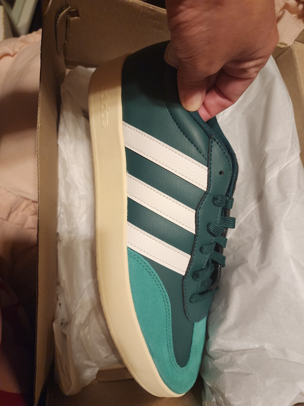 adidas Green and White Low-Top Sneaker